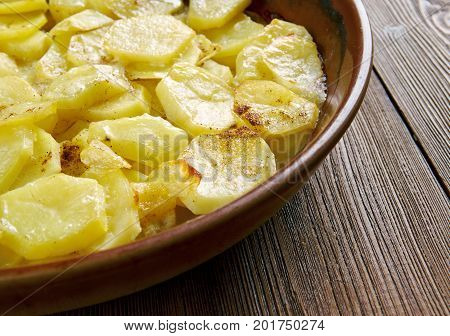 Gratin dauphinois - traditional regional French dish.  close up meal