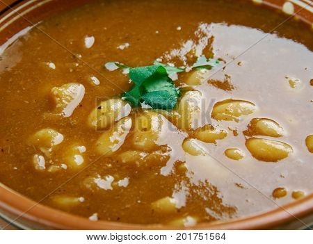 Bob chorba - national Bulgarian dish. close up healthy meal