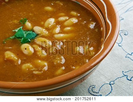 Bob chorba - national Bulgarian dish. , close up traditional meal