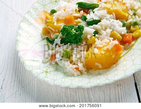 Vegan Dominican Chapea Stew, close up meal