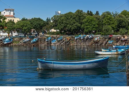 AHTOPOL, BULGARIA - JUNE 30, 2013: Panorama of port of town of Ahtopol,  Burgas Region, Bulgaria