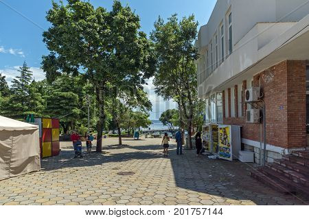 AHTOPOL, BULGARIA - JUNE 30, 2013: Typical street in town of Ahtopol,  Burgas Region, Bulgaria