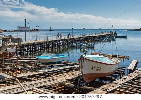 AHTOPOL, BULGARIA - JUNE 30, 2013: Panorama of port of town of Ahtopol,  Burgas Region, Bulgaria