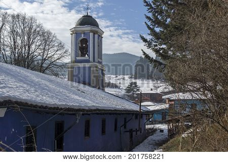 KOPRIVSHTITSA, BULGARIA - DECEMBER 13, 2013: Church of Assumption of Virgin Mary in historical town of Koprivshtitsa, Sofia Region, Bulgaria