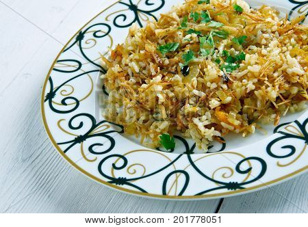 Turkish Pilaf - Sehriyeli pilav close up meal
