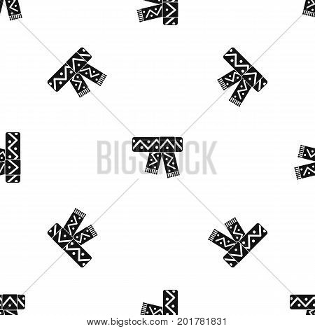 Knitted scarf with pattern pattern repeat seamless in black color for any design. Vector geometric illustration