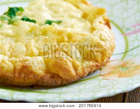Omelette Tunterma.Tatar cuisine. close up  homemade meal