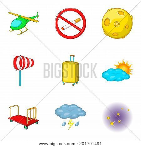 Aisle icons set. Cartoon set of 9 aisle vector icons for web isolated on white background