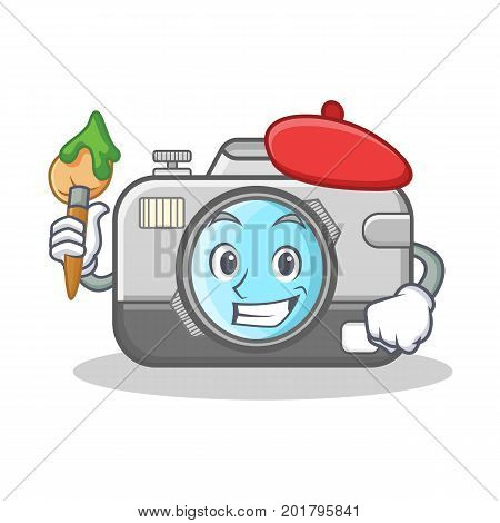Artist photo camera character cartoon vector illustration