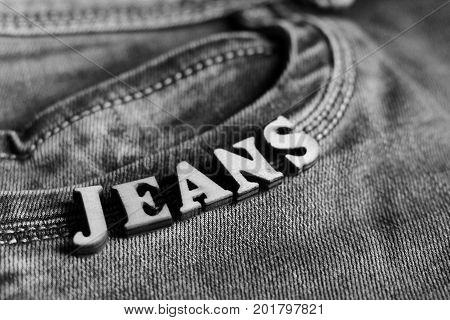 Wooden Letters And Jeans
