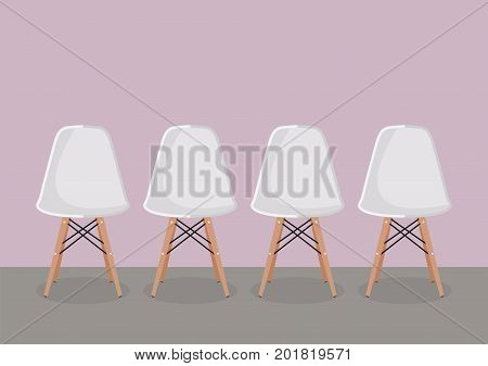 Four white modern chair. Vector illustration graphic