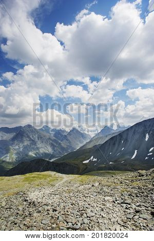 View From The Pass Karatyurek. Altai Mountains Landscape