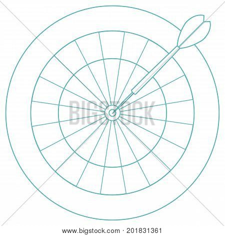 Cute Vector Illustration Of Target And Arrow For The Darts. Sports Theme.