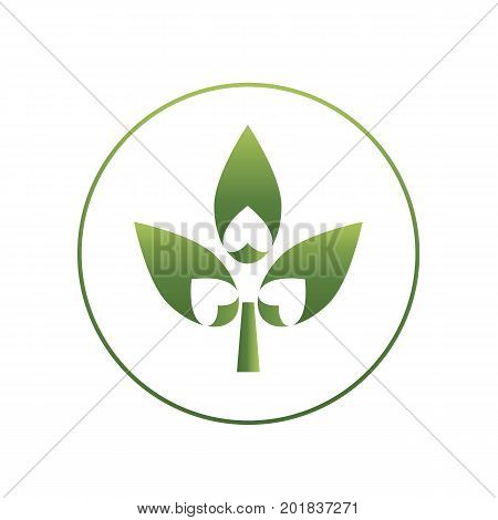 Gradient abstract logo of three leaf and heart shape cutout. Vector concept illustration of eco, spa and bio products. Brand design element on isolated background