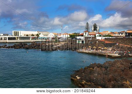 MADALENA, PORTUGAL - AUGUST 02, 2017: Cityscape of Madalena Resort in Pico island, Azores, Portugal