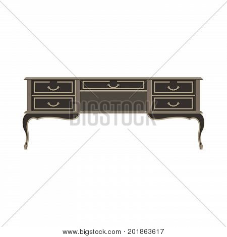 Wooden table isolated on white background. Vector illustration flat icon chines decor desk style modern