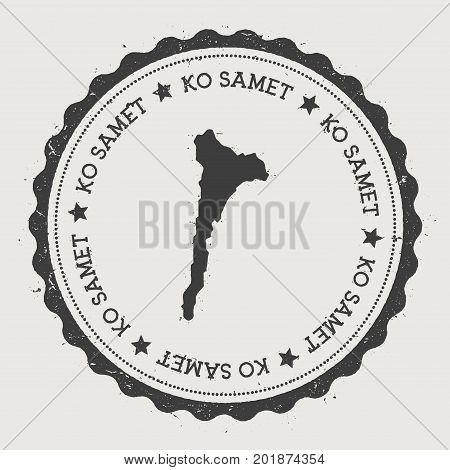 Ko Samet Sticker. Hipster Round Rubber Stamp With Island Map. Vintage Passport Sign With Circular Te