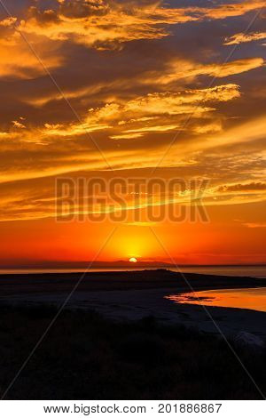 The beautiful sunset seen form Salt Lake