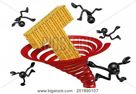 Tornado Around A T Made Of Lies 3D Illustration