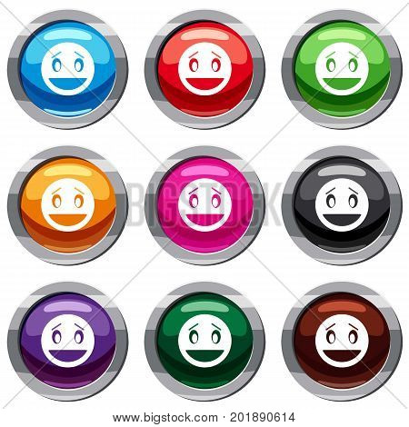 Confused emotset icon isolated on white. 9 icon collection vector illustration