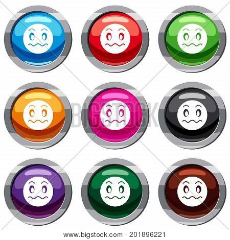 Suspicious emotset icon isolated on white. 9 icon collection vector illustration