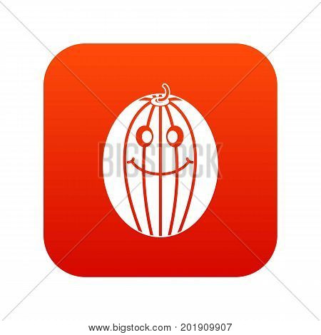 Ripe smiling melon icon digital red for any design isolated on white vector illustration