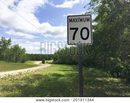 A Maximum Seventy Kilometer Per Hour Sign.