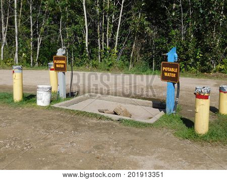 Dumping and Water Station at a Campground.