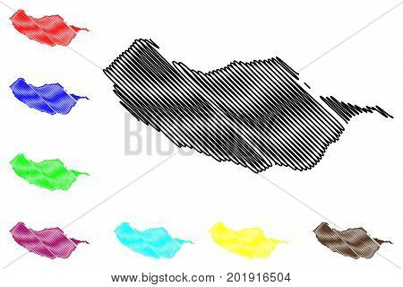 Madeira island map vector illustration , scribble sketch Madeira