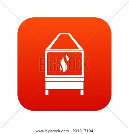 Blacksmith oven with flame fire icon digital red for any design isolated on white vector illustration