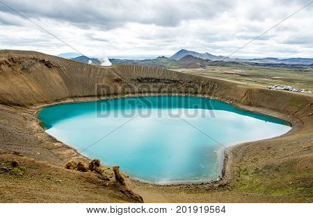 Viti beautiful crater lake of a turquoise color located in Iceland.