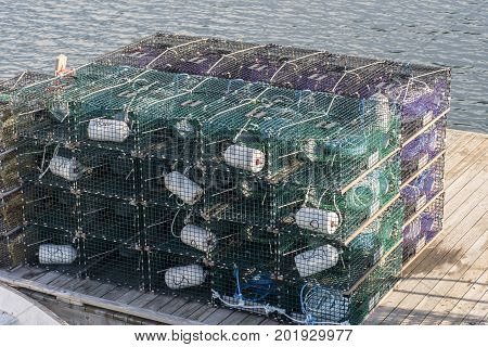 Lobster Traps On Dock