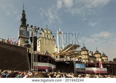 Czestochowa Poland 26 August 2017: Jubilee 300 of anniversary of the coronation of the image of the Mother of God of Czestochowska with papal crowns.