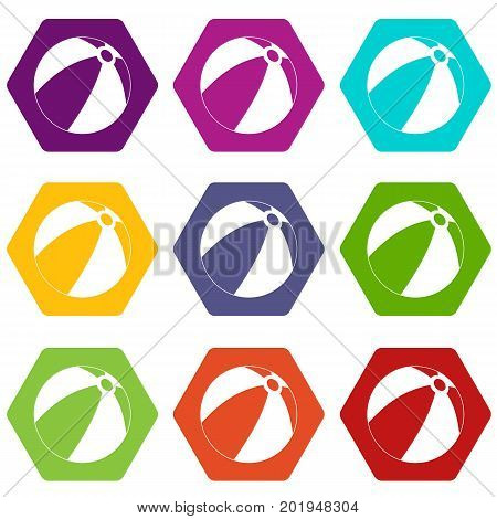 Ball for children to play icon set many color hexahedron isolated on white vector illustration