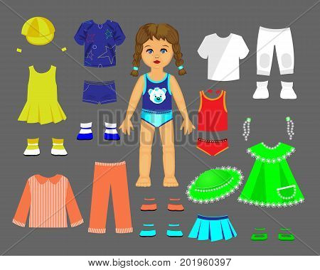 Paper doll clothes and set for play and creativity