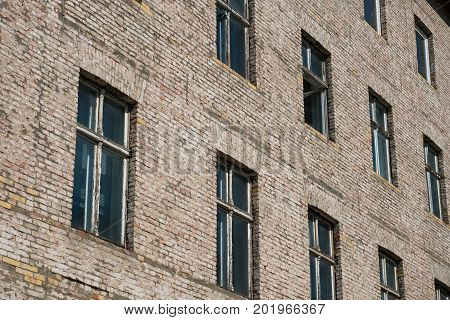 Brick Stone Facade Of Old Residential Building
