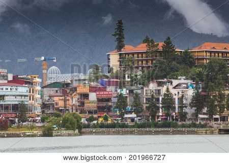 SA PA, VIETNAM - AUGUST 2017: Sa Pa town, the high mountains, Lao Cai province, Vietnam