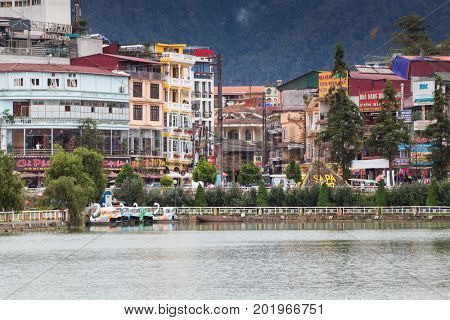 SA PA, VIETNAM - AUGUST 2017: Sa Pa town, the high mountains, Lao Cai province, Vietnam