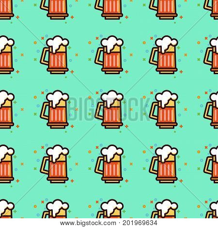 Seamless pattern with foam beer in large mugs Fashionable Ornamnet for bar pub octoberfest festival. Texture for scrapbooking, wrapping paper textile web page textile wallpaper surface design fashion