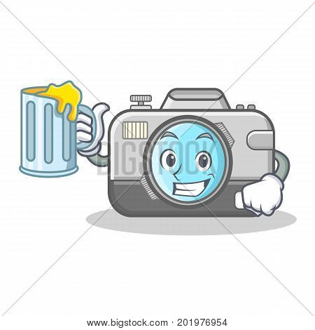 With juice camera caharacter cartoon design vector illustration