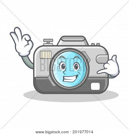 Call me camera caharacter cartoon design vector illustration