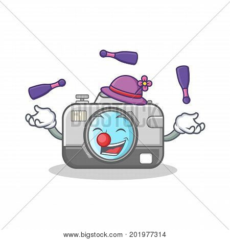 Juggling camera caharacter cartoon design vector illustration
