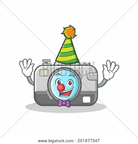 Clown camera caharacter cartoon design vector illustration