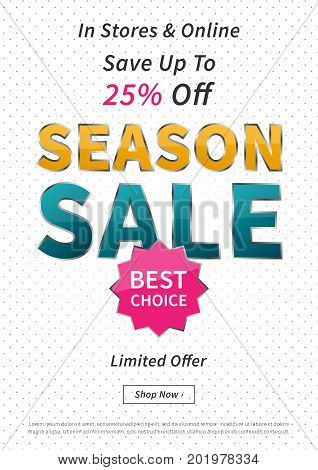 Banner Season Sale vector illustration. Creative banner layout for m-commerce mobile promotions retail sale materials coupons advertising.