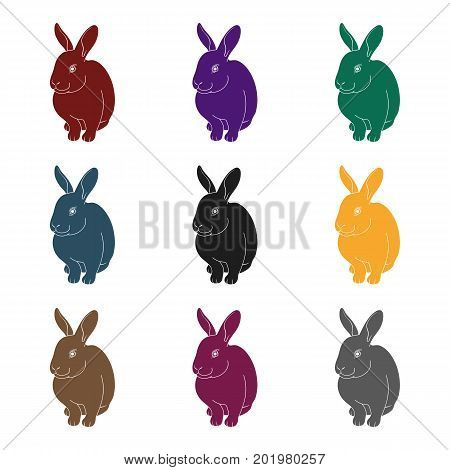 Gray rabbit.Animals single icon in black style vector symbol stock illustration .