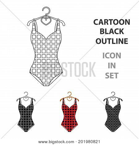 Plaid swimsuit in red and . Underwear for swimming.Swimcuits single icon in cartoon style vector symbol stock web illustration.