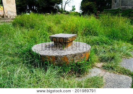 the stone stool for the coronation near Cathedral of Our Lady Mary of Zion in Axum Ethiopia