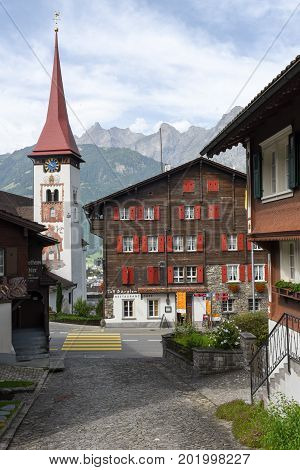 The Village Of Burglen On The Swiss Alps