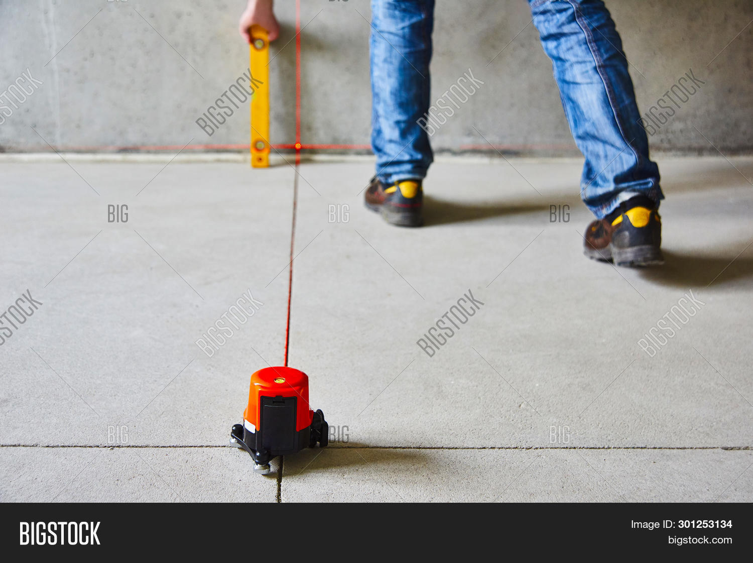 Man Laser Level Check Image Photo Free Trial Bigstock