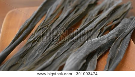 Dry of Japanese konbu close up